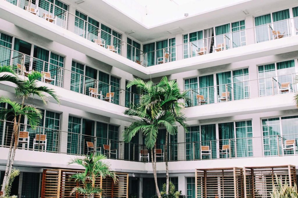 Hotel rooms facade
