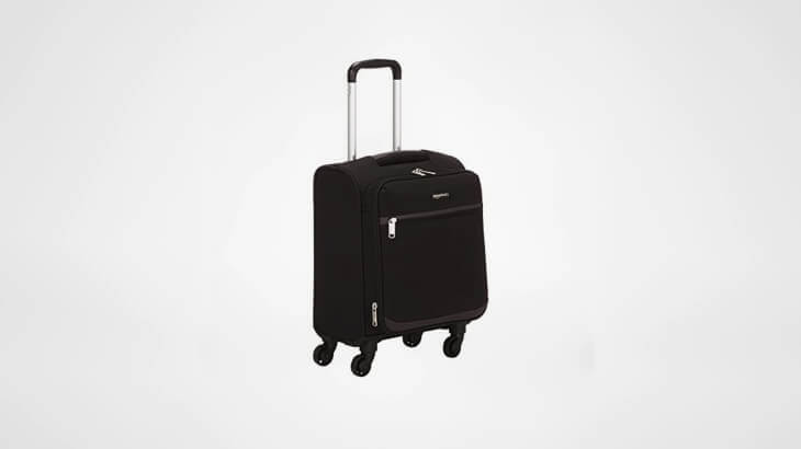business travel luggage Amazon Basics Soft-Side Carry-On Spinner Luggage Suitcase