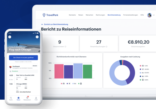 Benutzeroberfläche TravelPerk mobil und Desktop