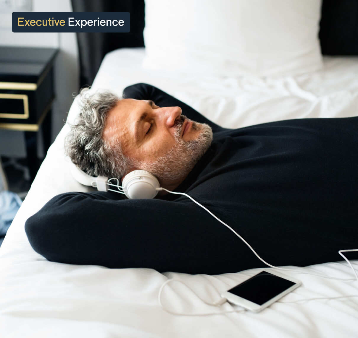 Man resting with headphones