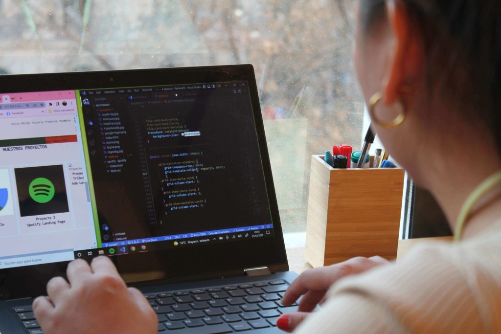 girl on computer coding