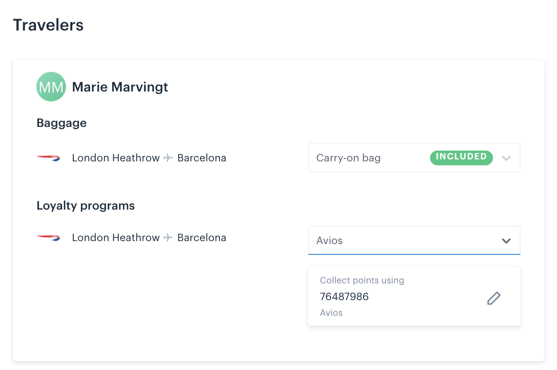 adding travel points with TravelPerk