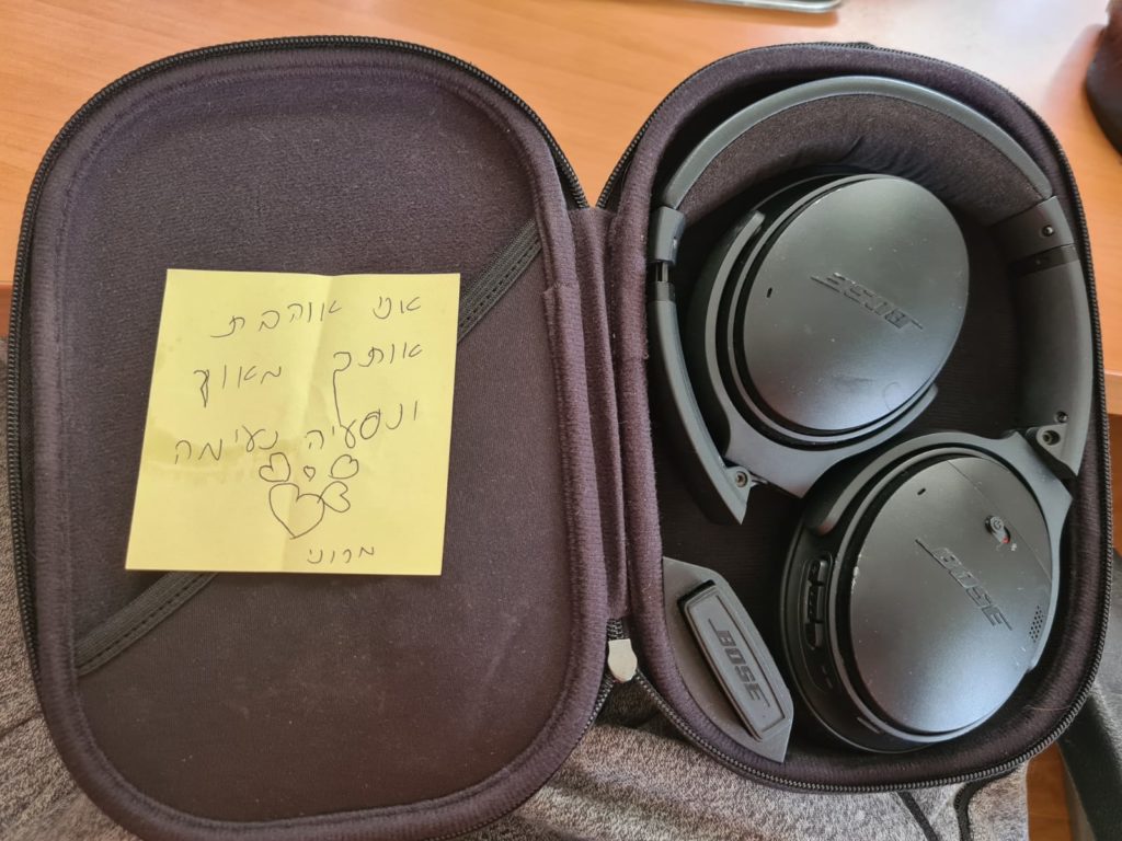 Child's note inside headphones box
