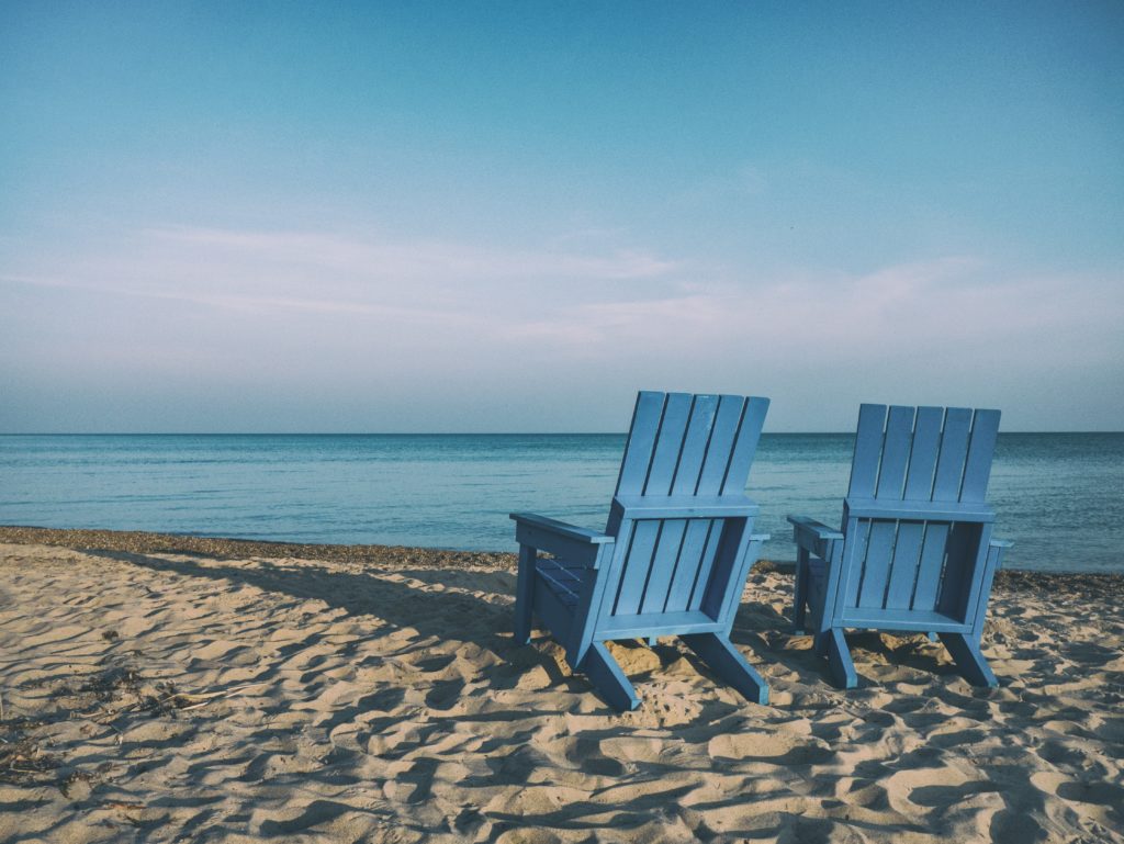 Blue beach chairs