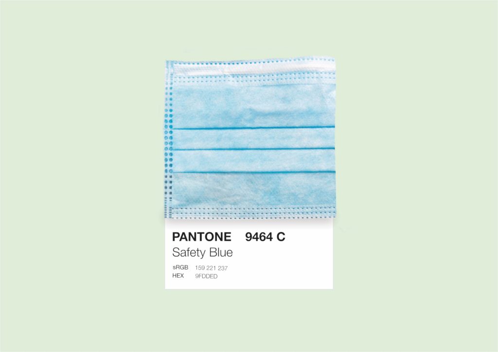 Safety blue mask pantone