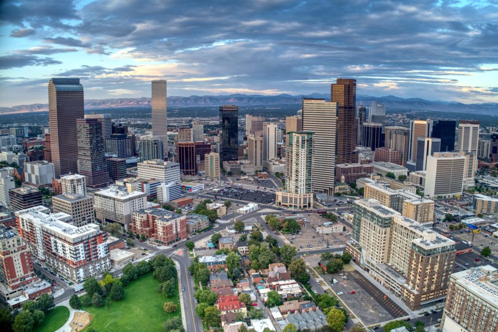 Vista de pájaro de Denver Colorado