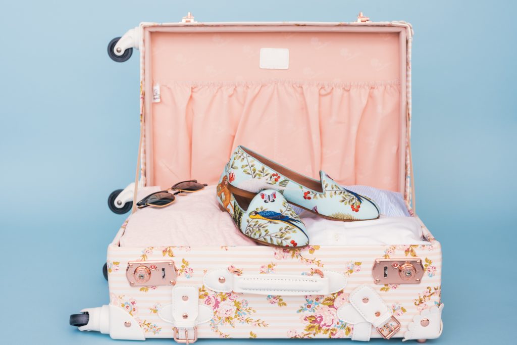 Girly pink and blue suitcase