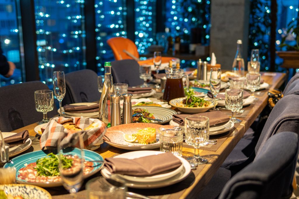 Table set for large dinner