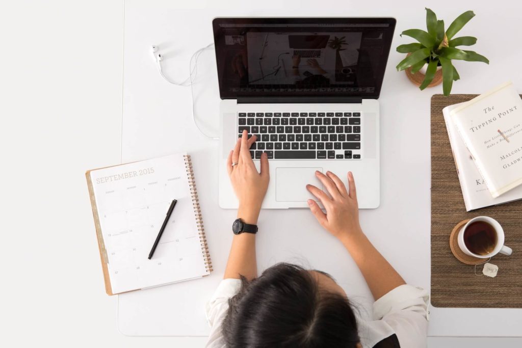 working alone on computer