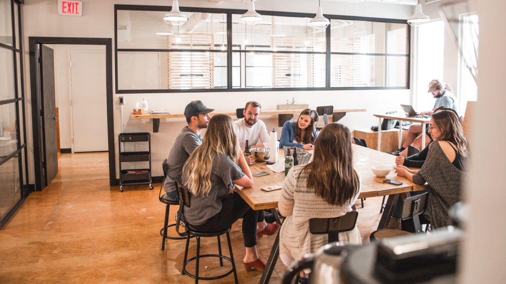 Cool startup team meeting