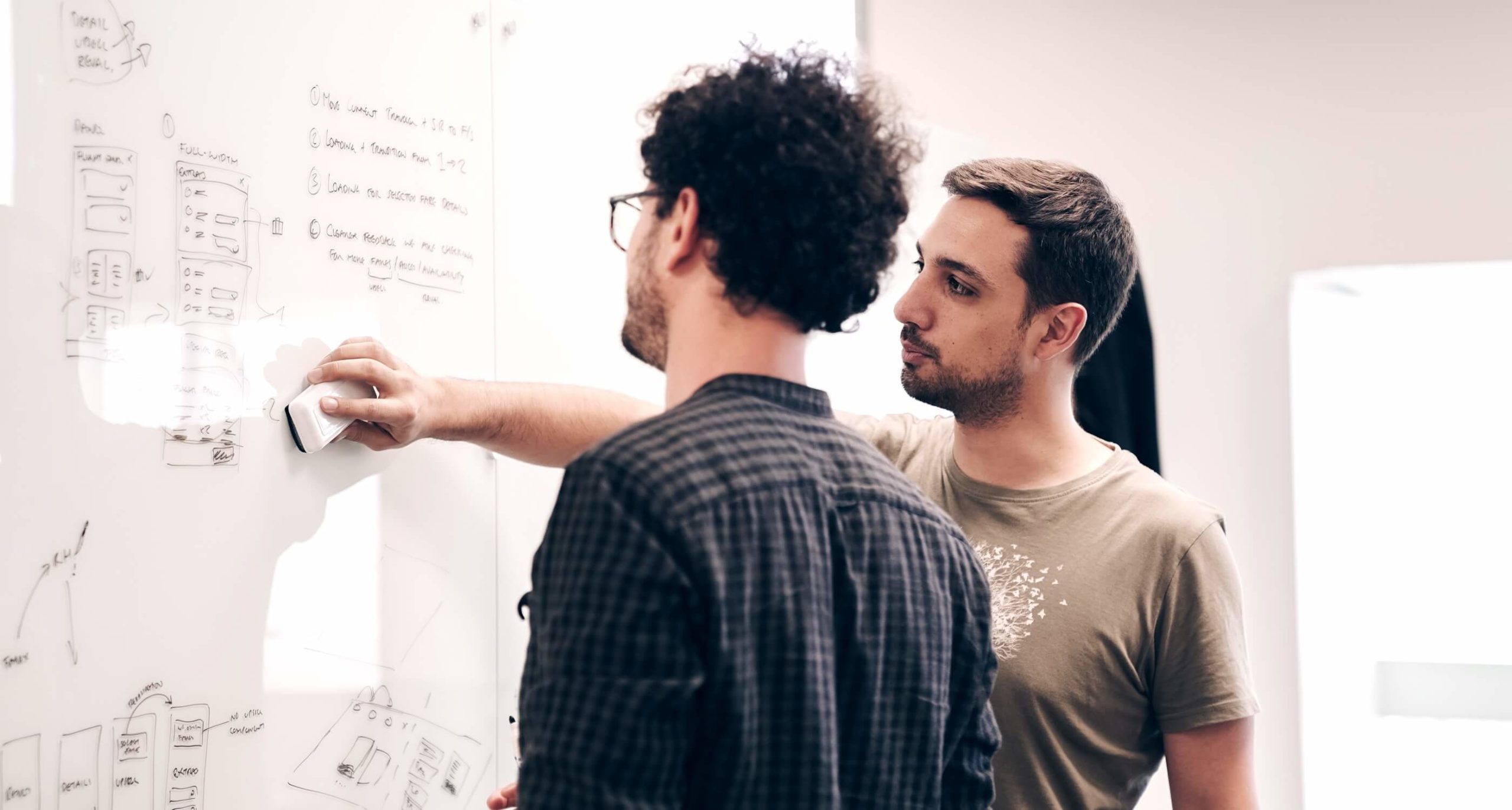 2 men working on whiteboard