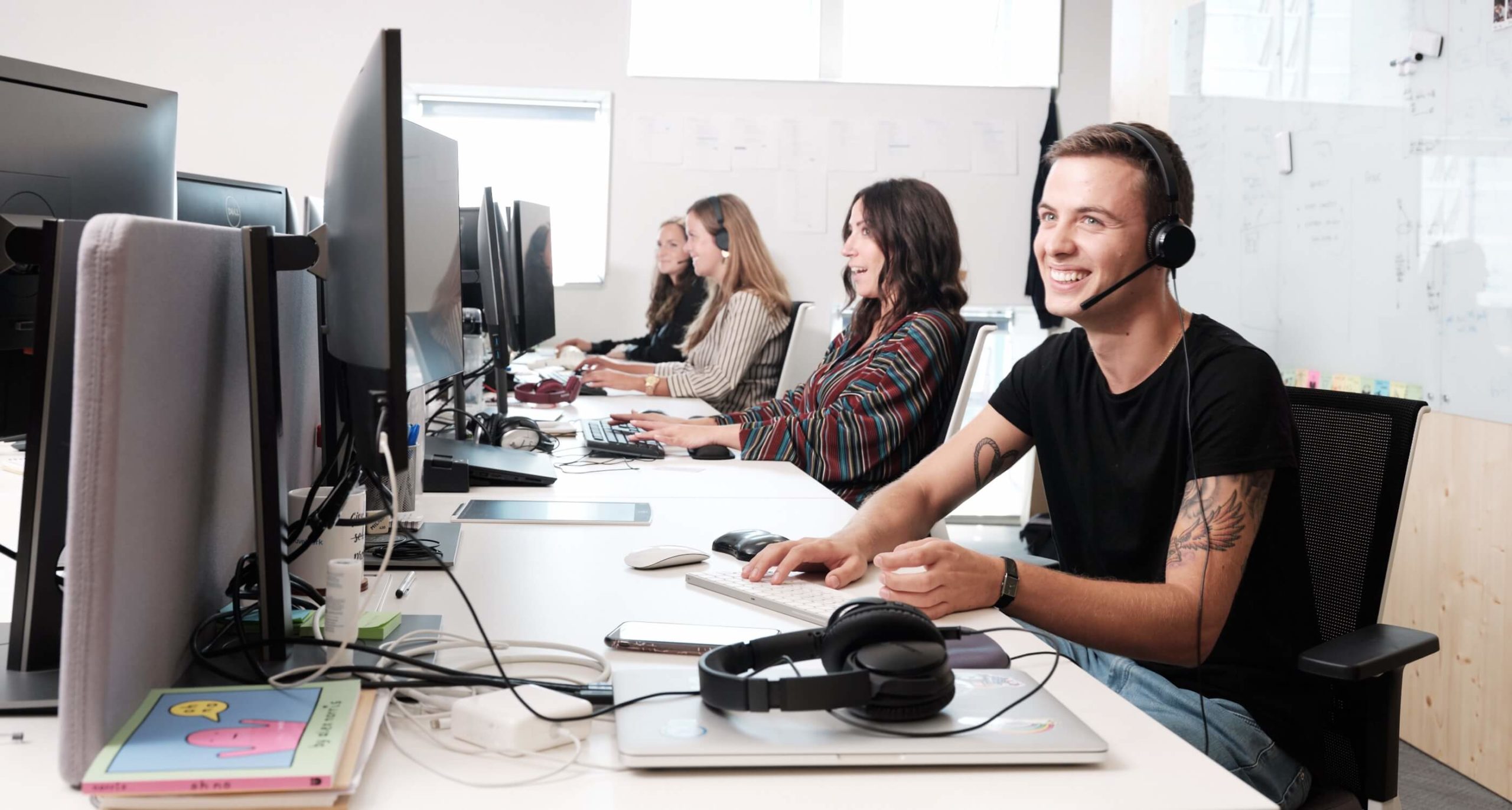 Young people working in office