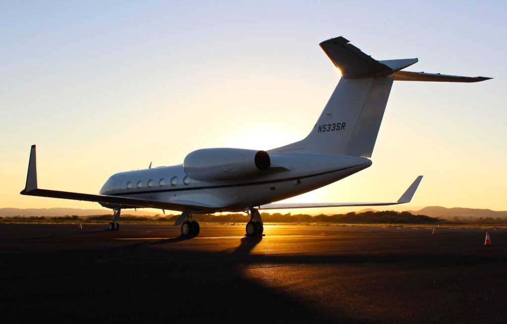 Private jet on the runway