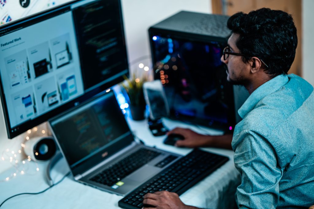 Guy working from home on computer