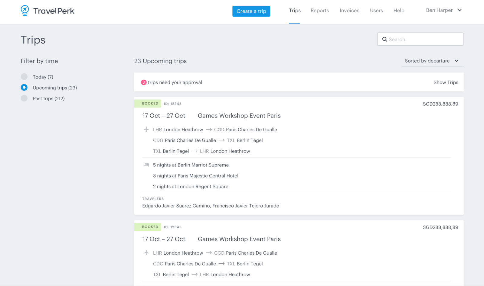 TravelPerk: New trip dashboard