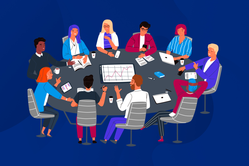 Investors around a table illustration