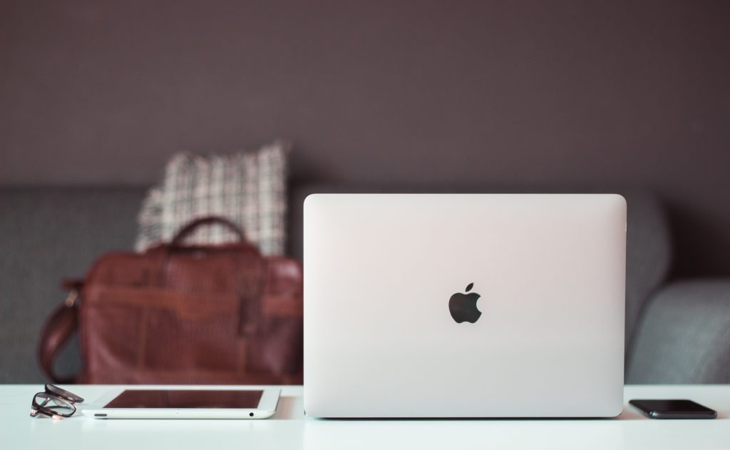 Apple laptop on a table