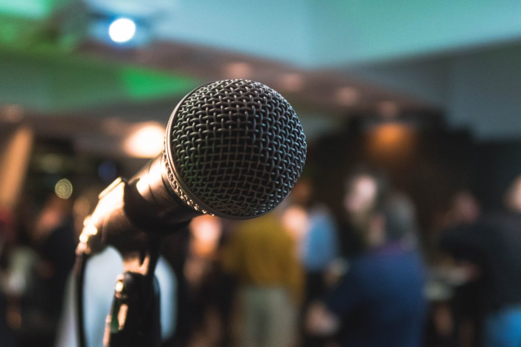 Microphone in front of audience