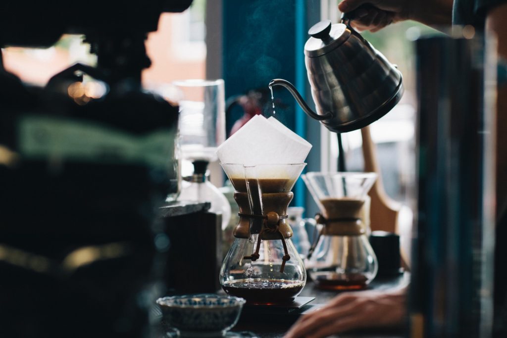 Cool coffee being poured