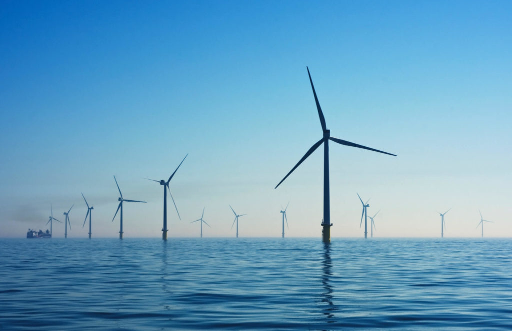 wind turbines in the sea