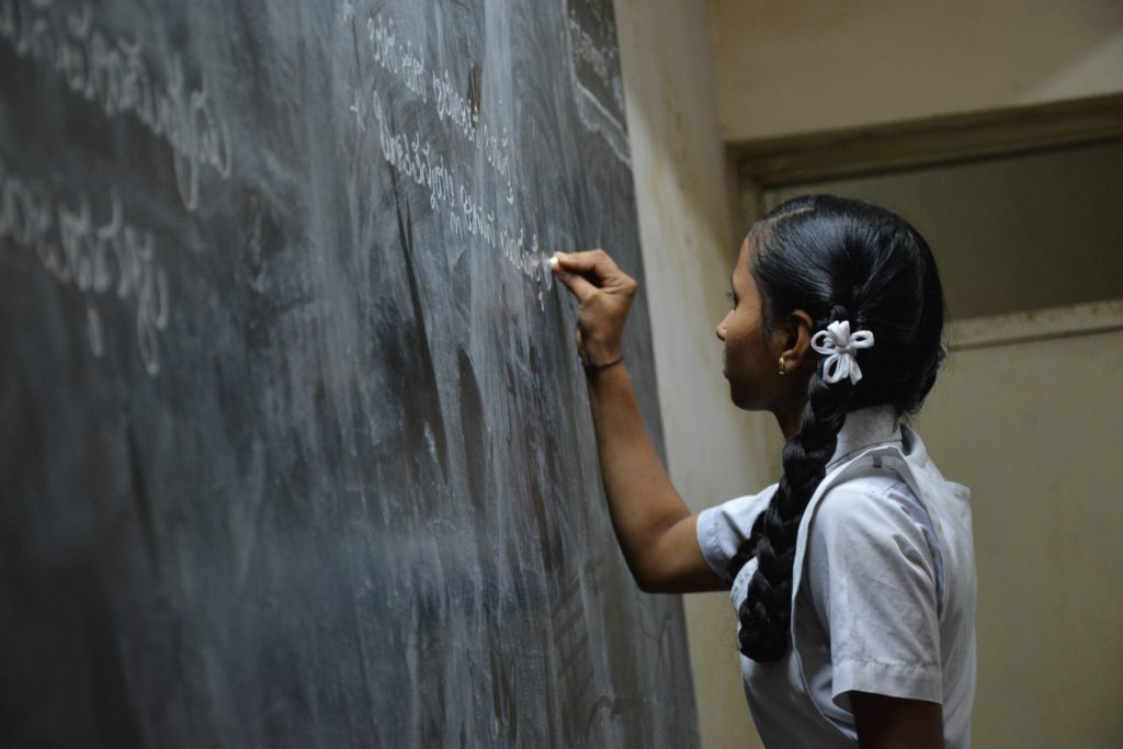 Girl studying in India