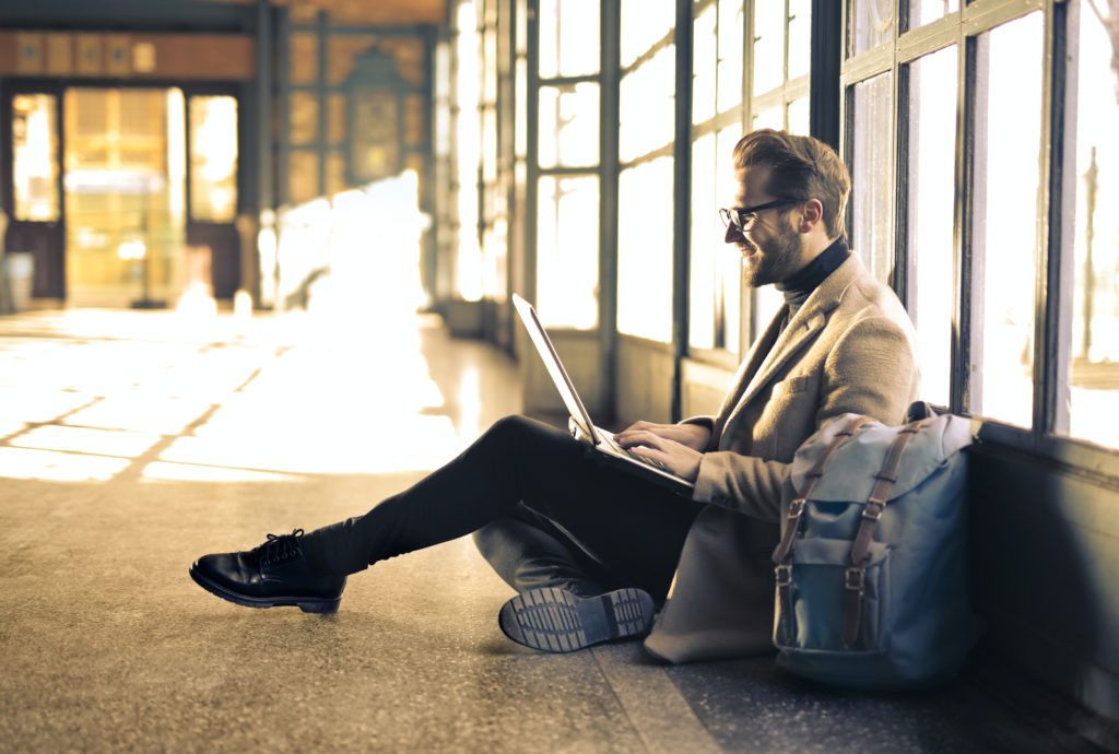 Business traveler in airport