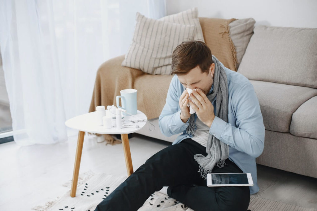 person sick at home