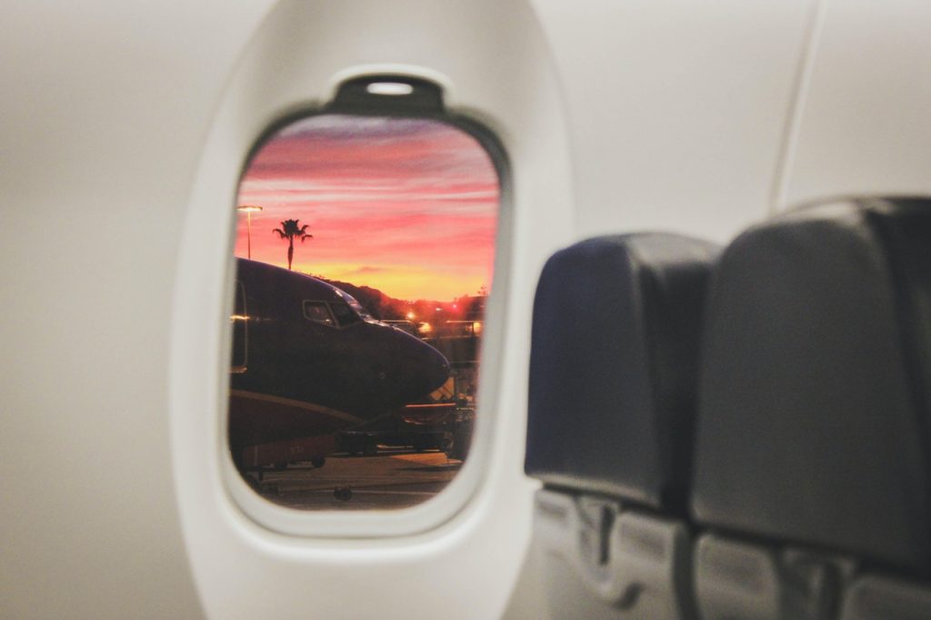 View through airplane window