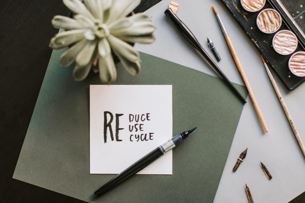 Reduce, reuse, recycle handwriting