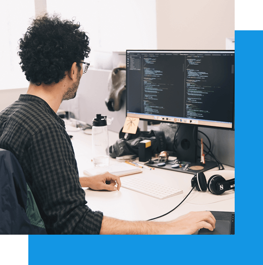Young guy coding