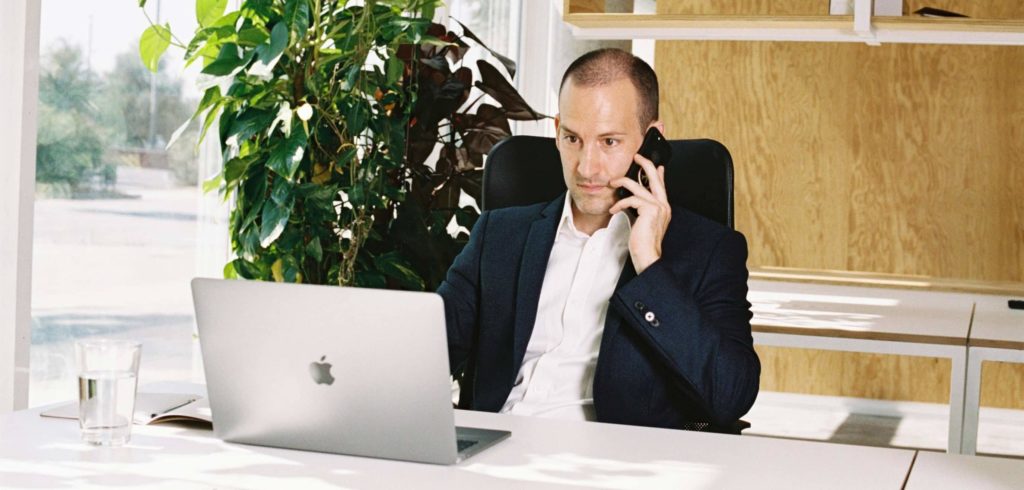 Professional talking on phone
