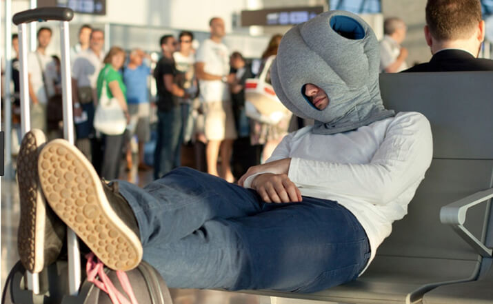 Man sleeping at airport